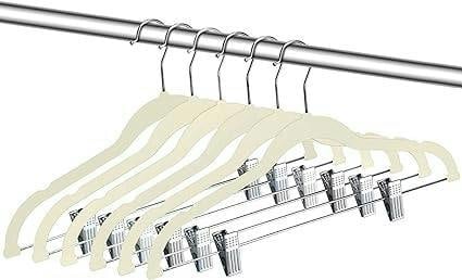HYGRAD BUILT TO SURVIVE Pack of 12 Velvet Trousers Hangers Velvet Coat Hangers With Clips Velvet Hangers Wardrobe Clip Hangers Space Saving Hangers