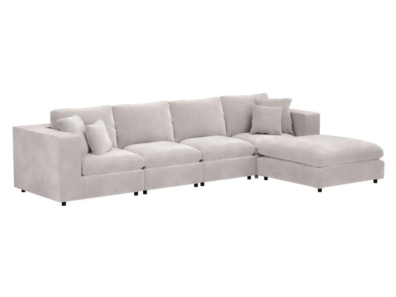 SOLACE+CO Asher Large Sofa with Reversible Footstool Beige Boucle