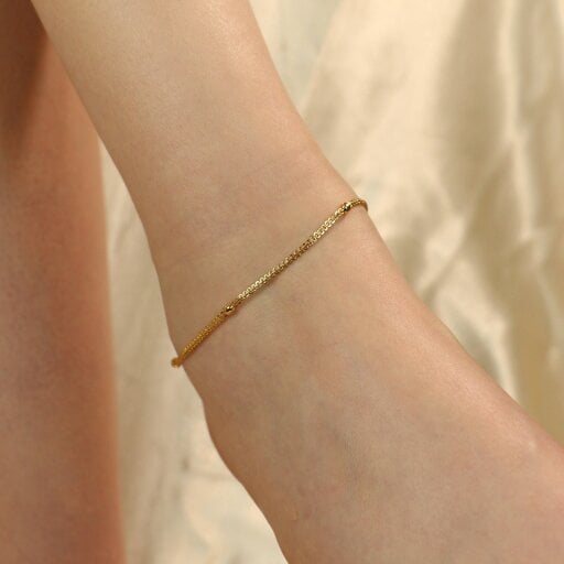 The Colourful Aura Golden Brass Beaded Round Ball Minimalist Boho Slim Foot Payal Anklet