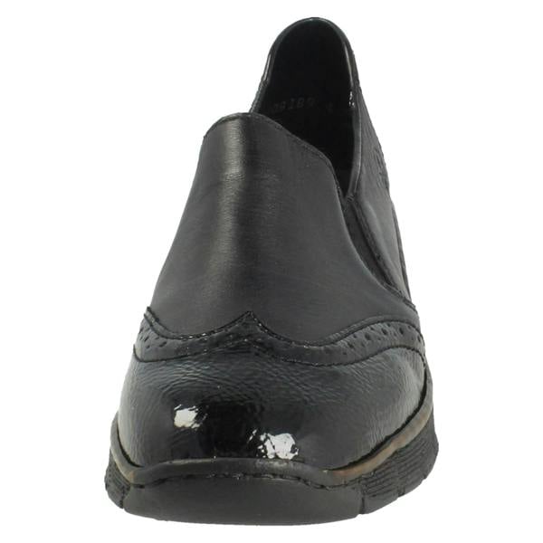 Rieker Ladies Rieker Brogue Detailed Slip On Smart Shoes 53776