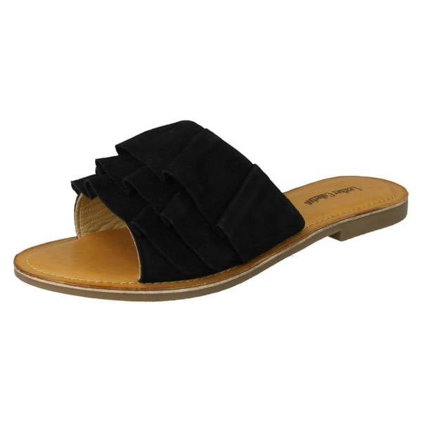 Leather Collection Ladies Leather Collection Frill Vamp Mules