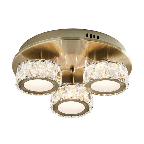 Pagazzi Lighting Dilan 3 Light Antique Brass LED Flush Ceiling Light