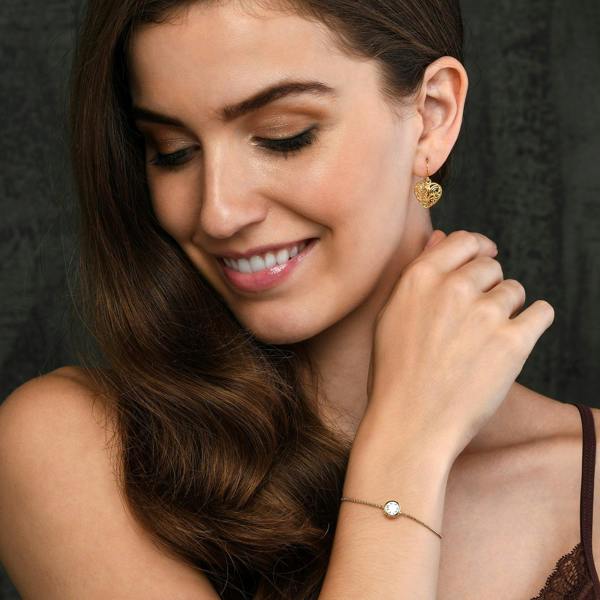 Adjustable Gold Plated Bezel Set Cubic Zirconia Bracelet for Women - namana.london