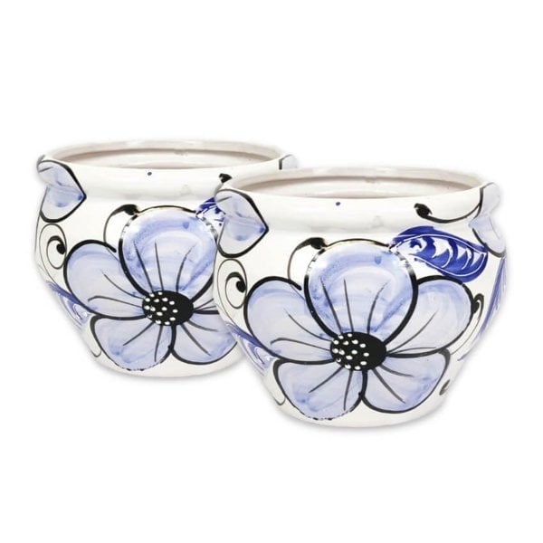 Bola Pot 25x21cm - Blue Flower - Set of 2