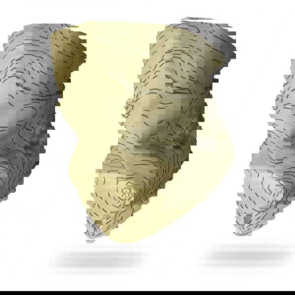 Mountains Contours RUFFNEK® snood in Sand / Stone colour, ideal for hiking, cycling, skiing, and outdoor wear.  #HikingGear #CyclingStyle #HikingAdventures