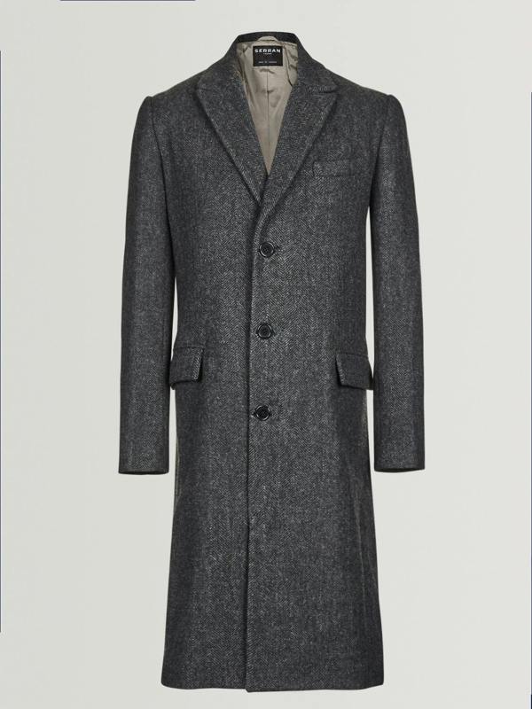 Serran London Single Breasted Wool Coat - Grey
