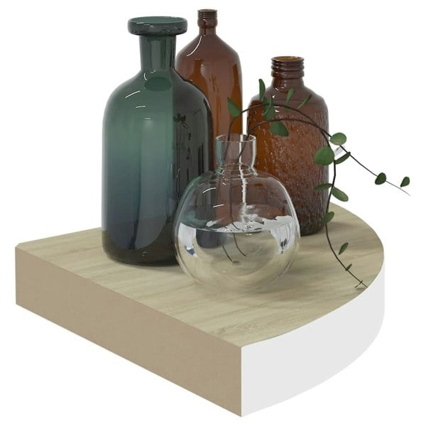 Berkfield Wall Corner Shelves 4 pcs Oak and White 35x35x3.8 cm MDF