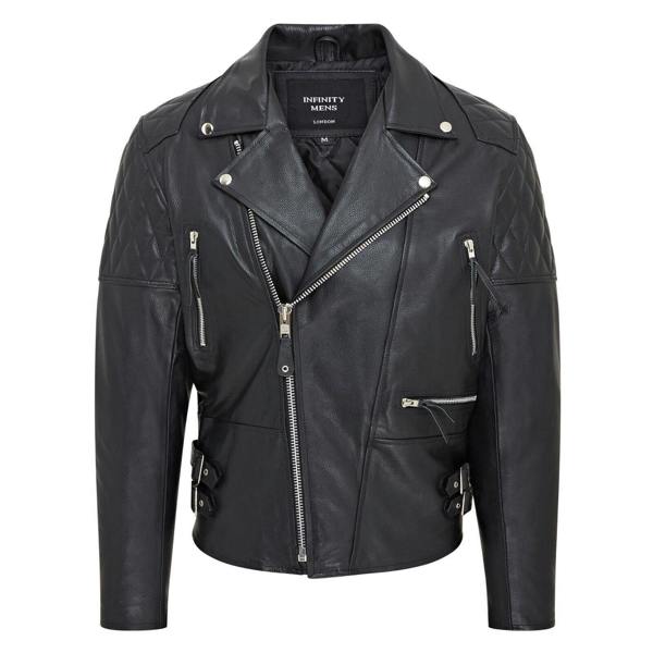 Infinity Leather Mens Cowhide Leather Brando Biker Jacket - Garland