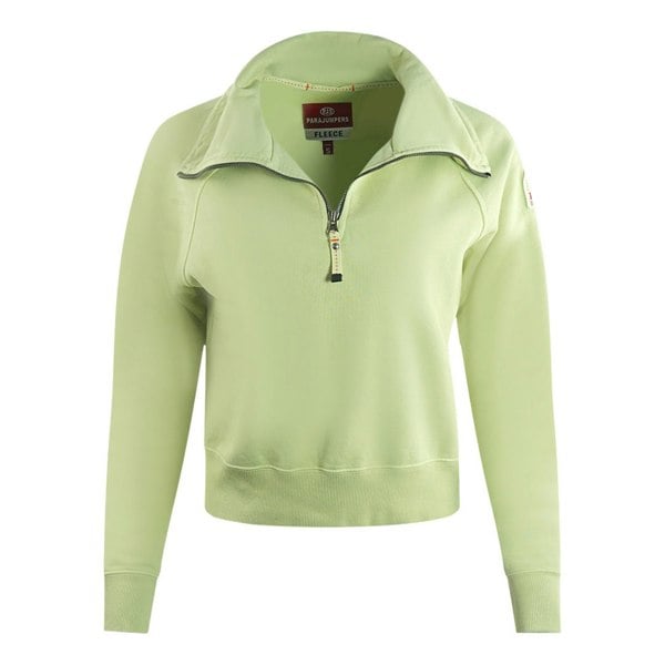 Parajumpers Stand Tisane Green Half-Zip Crop Sweatshirt
