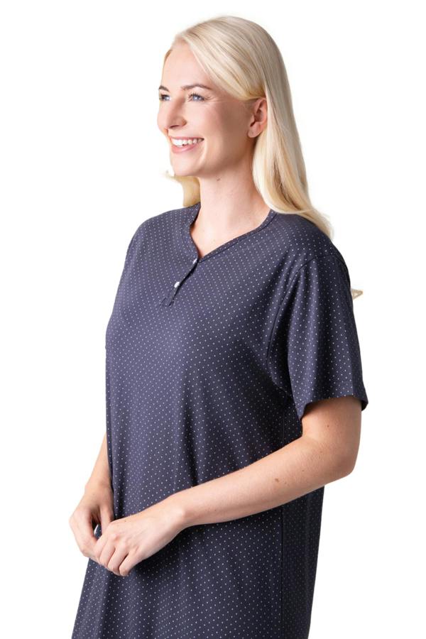 Camille Womens 100% Organic Cotton Classic Full Length Short Sleeved Nightdress