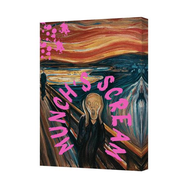 Benjamin Tate Design Munch Scream Canvas Print Wall Art Pink Text Reproduction