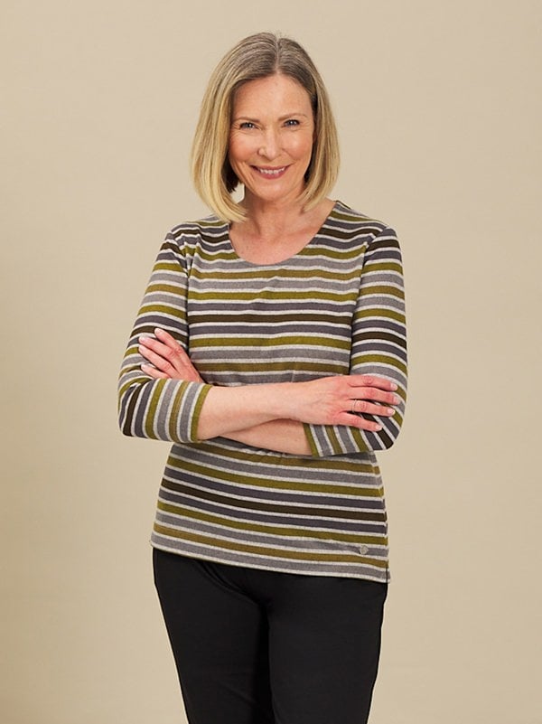 PennyPlain Striped Top - Forest