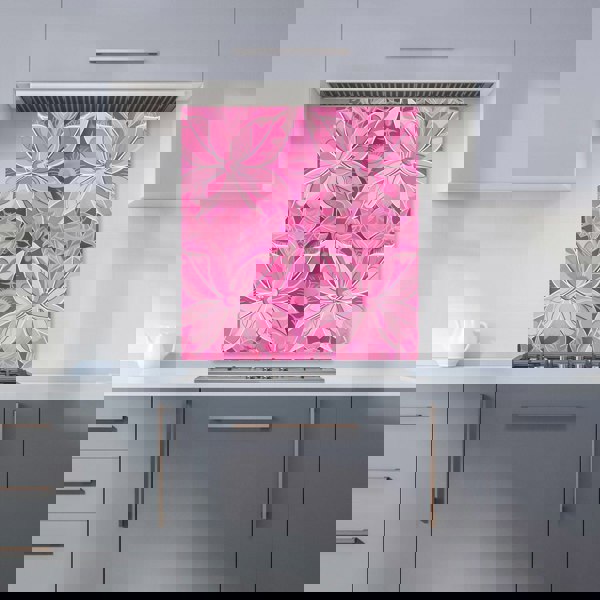 Warren Reed - Designer Pink Abstract Floral Design Kitchen Splashback