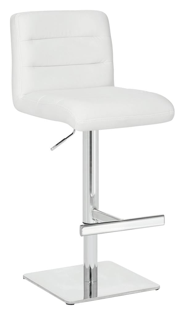 Lamboro Luscious Deluxe Breakfast Bar Stool, Chrome Footrest, Adjustable Swivel Gas Lift, Home Bar & Kitchen Faux-Leather Barstool, White