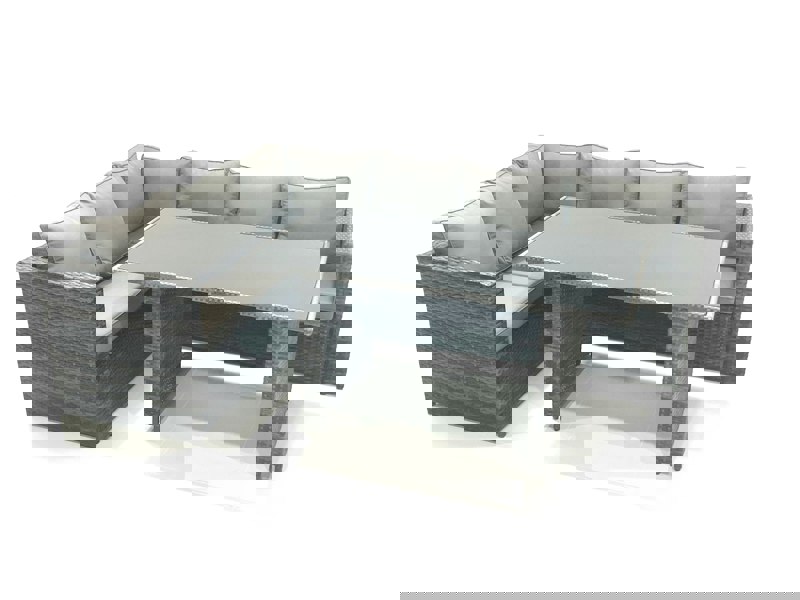 Fimous Lounge Rattan Corner Sofa Set Outdoor Garden Furniture Rectangular Dining Table Chair Set