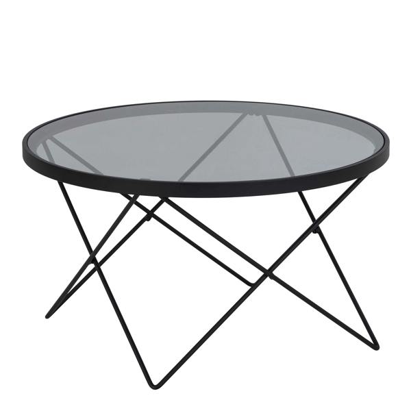 Wyld Haus Klovborg Black Coffee Table with Grey Glass Top