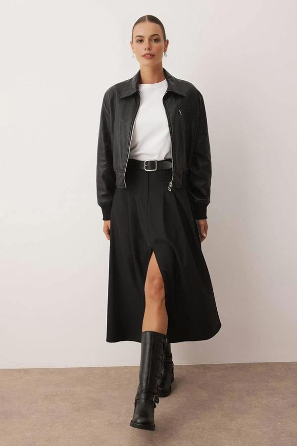 WOVCOR A-line Long Skirt with Slit