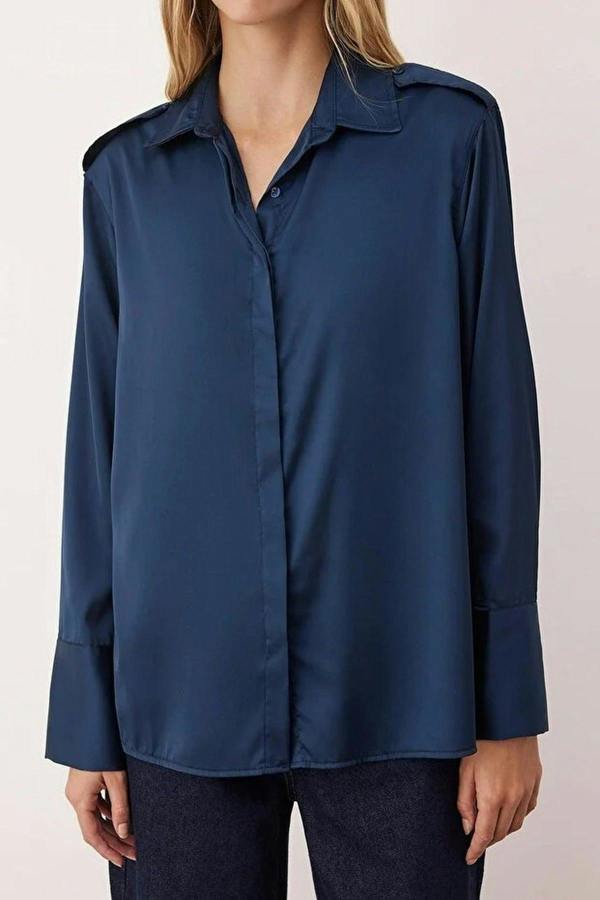 WOVCOR Satin Shirt with Epaulettes