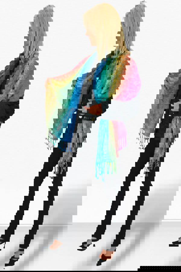 Paulo Due Rainbow Floral Paisley Pashmina Shawl Scarf