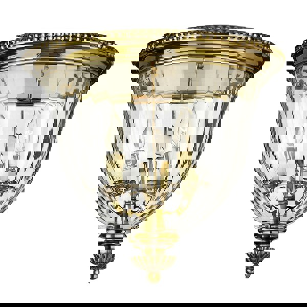 3 Bulb Flush Light Low Ceiling Burnished Brass LED E14 60W Bulb Loops