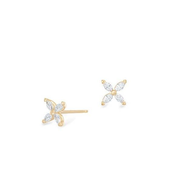 Sarah Layton Flower Stud Diamond Earrings, 0.25ct - 18ct Yellow Gold