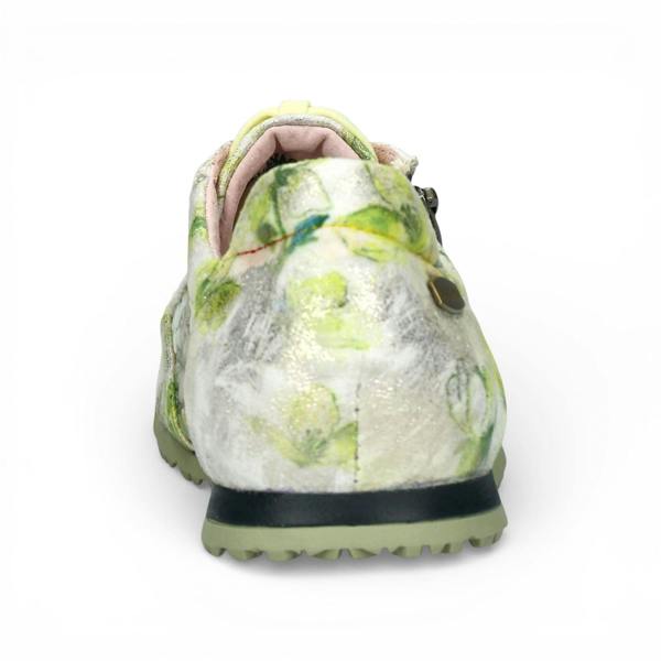 Laura Vita Women's Tivanao-05 Yellow Floral Leather Trainers Zip Sneaker Shoes