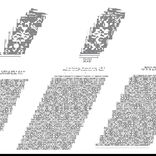 WT1557 - Banc's Dark Grey Cement Spanish Wall Tile Sticker Set - 15 cm x 15 cm - 24 pcs