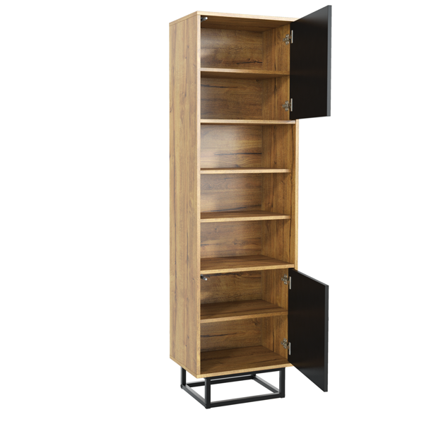 Mex Furniture Vintage 175cm Loft Retro Industrial Style Display Cabinet Oak