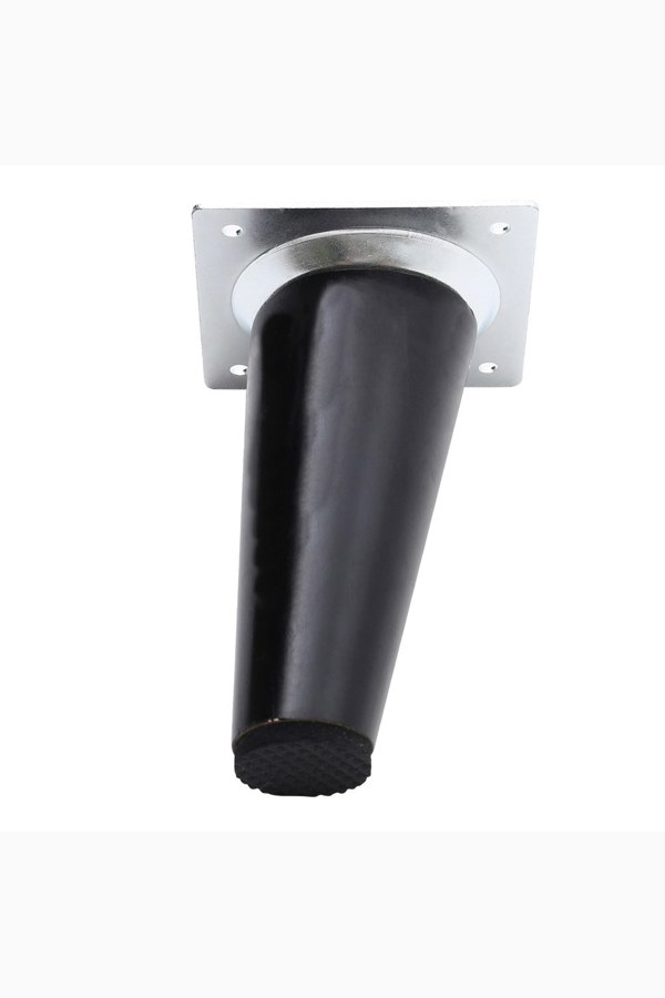 Living and Home 4Pcs 10cm H Black Round 10° Tilted Oak Furniture Replacement Legs with Flat Corner Galvanized Fixed Iron Plates
