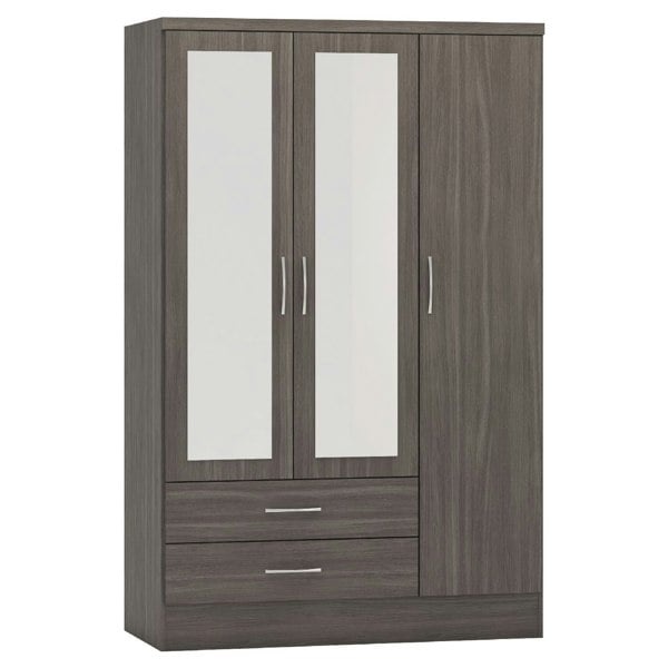 Seconique Nevada 3 Door 2 Drawer Mirrored Wardrobe