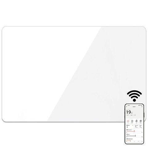 Mylek Radiator Glass Panel Heater White Slimline, Wifi Enabled Smart APP