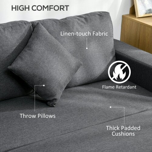 Wyld Haus Kesosu Dark Grey Upholstered 3 Seater Sofa Bed With Built In Storage