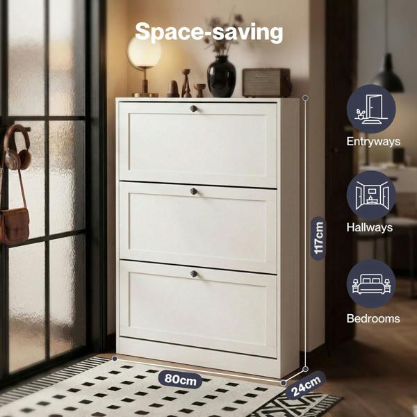 Levede Tall Shoe Cabinet Flip Shoe Storage Unit Slim Hallway Organiser