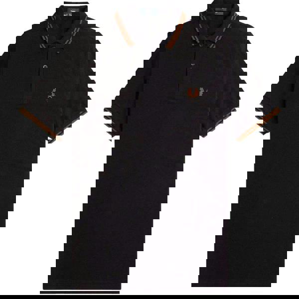 Fred Perry Mens Double Tipped Collar Polo Shirt - Black - 