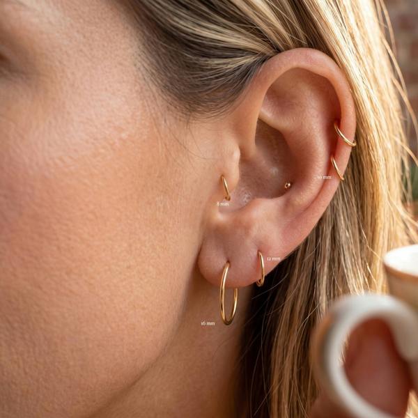 Spero London 9ct Solid Gold Hoop Earrings Set