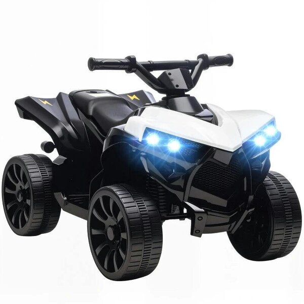 6V Kids ATV, 4 Wheeler Electric Ride on Car with Music and LED Headlights, for Ages 18-56 Months Boys and Girls, White