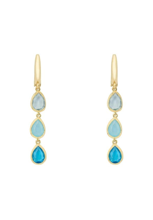 Latelita Sardinia Triple Teardrop Earrings Gold The Blues