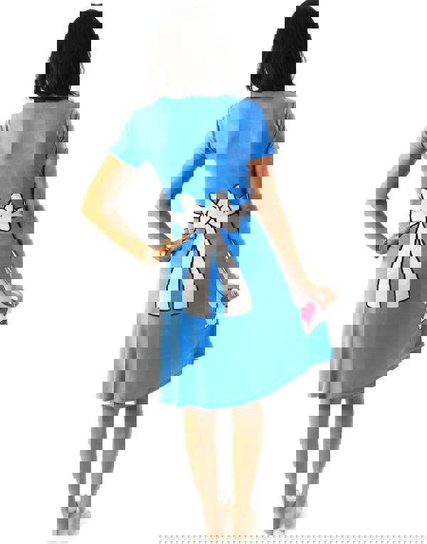 Disney Womens White Alice In Wonderland Short Sleeve Skater Dress