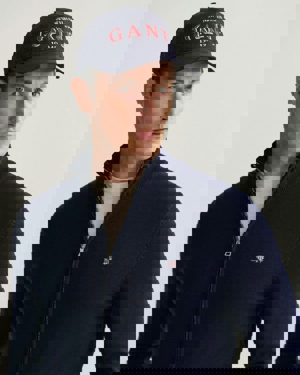 GANT Mens Casual Cotton Zip Cardigan - 433 Evening Blue