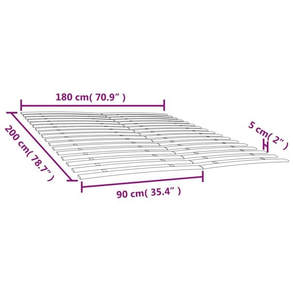 Berkfield Slatted Bed Bases with 34 Slats 2 pcs 90x200 cm