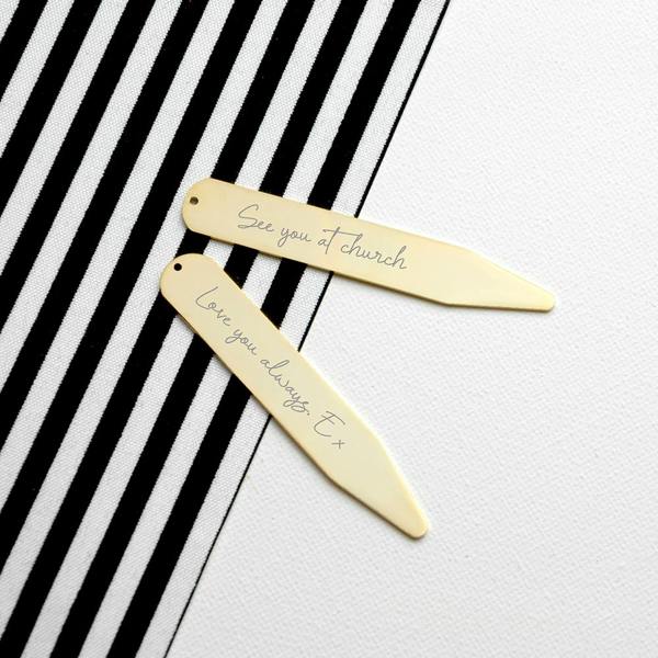 Abode Home & Gifts Personalised 18k Gold Plated Handwriting Collar Stiffeners