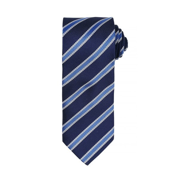 Premier Mens Waffle Stripe Formal Business Tie (Pack of 2) - Navy/Royal