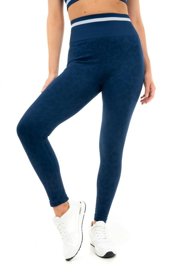 Smart Living Women's Leopard Print High Waisted Seamless Leggings - Navy
