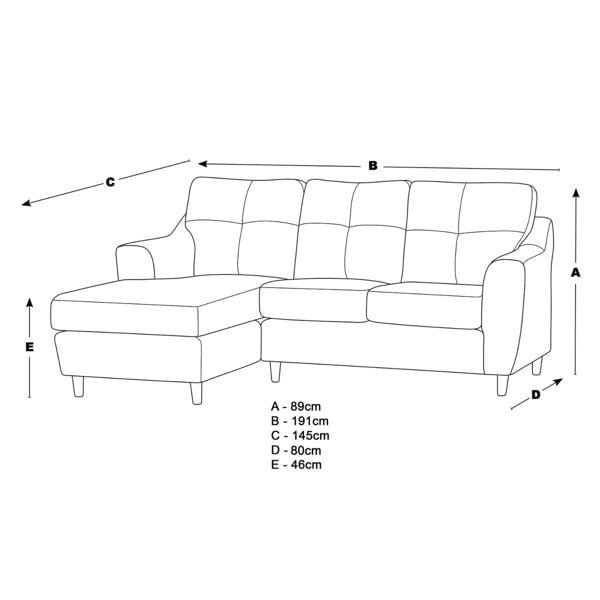 Baxter Fabric L Shaped 3 Seater Corner Sofa With Chaise - 3