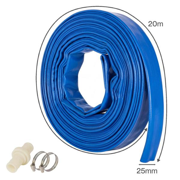 TradeRight Hose Pipe 1 Inch Reinforced PVC 20m for Home Pool Drainage Pump Blue