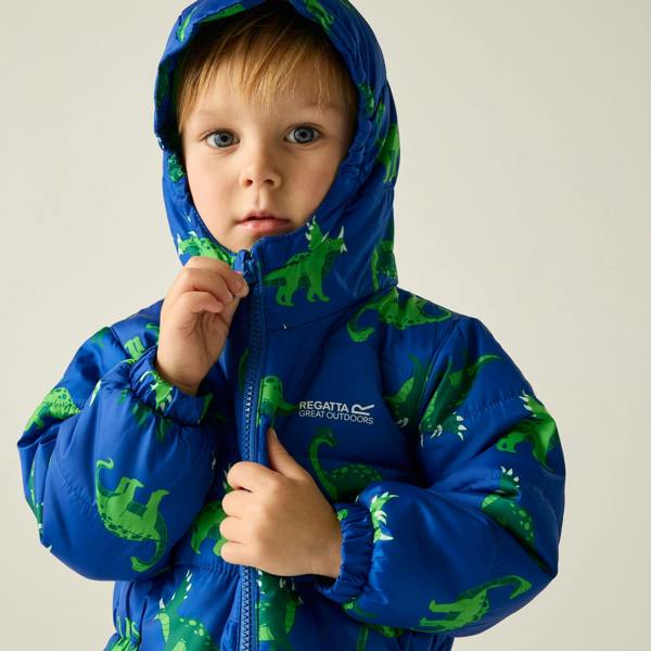 Regatta Childrens/Kids Penrose Dinosaur Quilted Puddle Suit - Olympian Blue - 