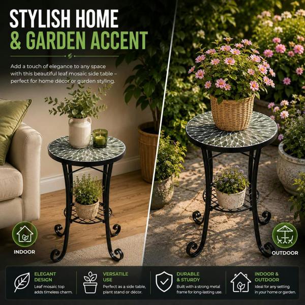 35cm Leaf Mosaic Plant Stand/Side Table image 9