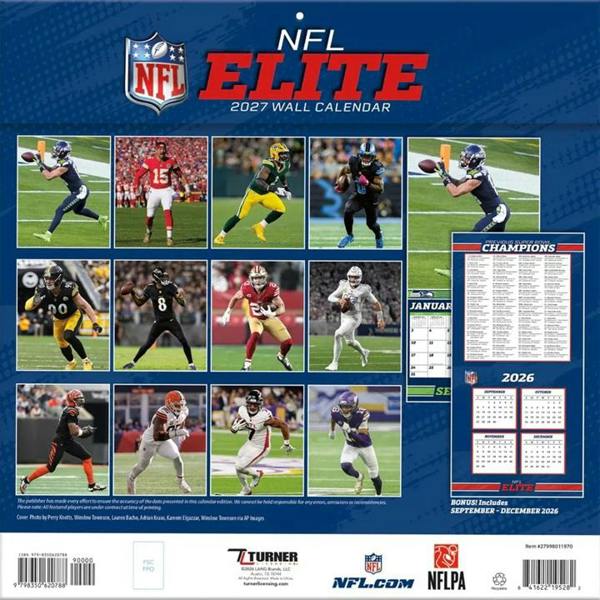 NFL Elite Calendar 2027, Wall Calendars, Month To View, Sports, Gift