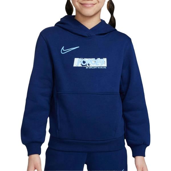 Nike Childrens/Kids Haaland Graphic Print Regular Hoodie - Navy/Orange - 
