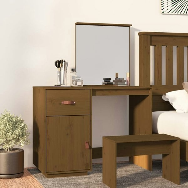 Berkfield Dressing Table Honey Brown 95x50x134 cm Solid Wood Pine